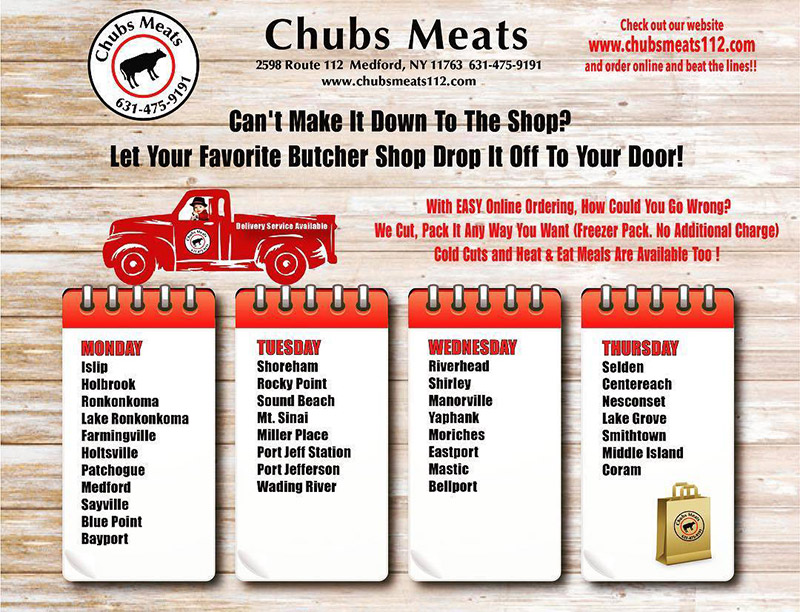 Chubs Meats Delivery Zones