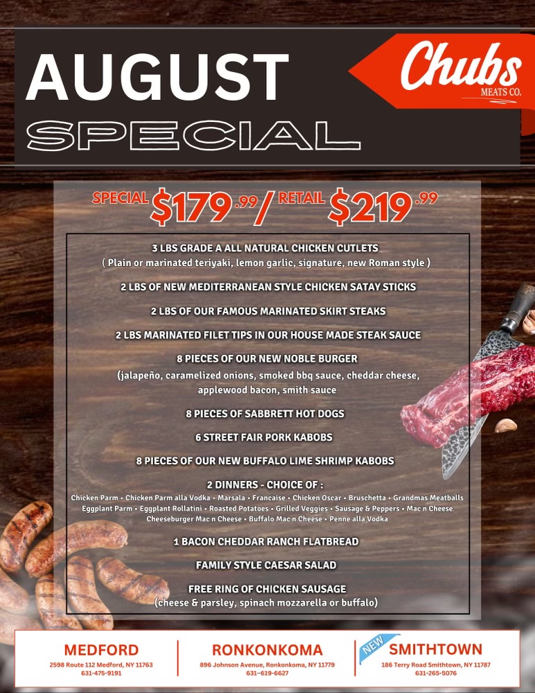 August Facebook Special Chubs Meats