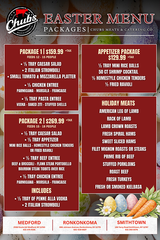 Chubs Meats Easter Menu Packages