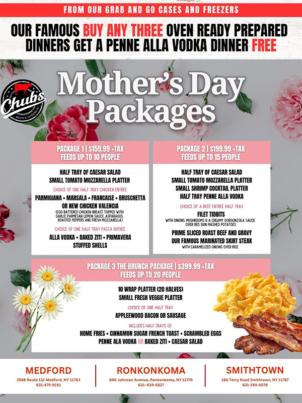 Chubs Mother's Day Packages