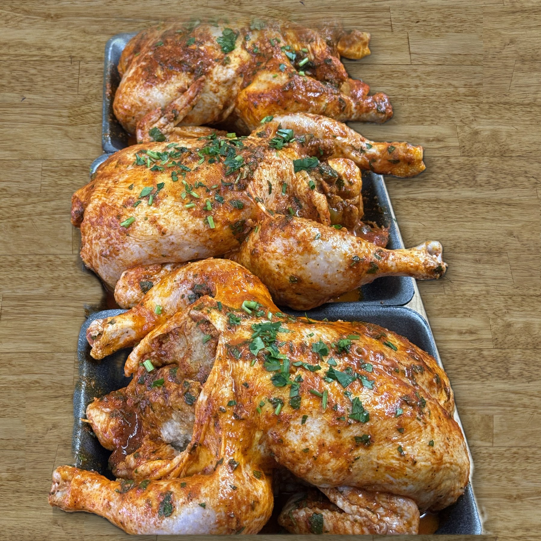 Seasoned whole chickens from Chubs Meats